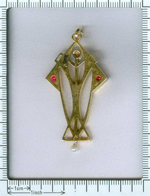 Magnificent Art Nouveau pendant with precious stones (image 7 of 7)
